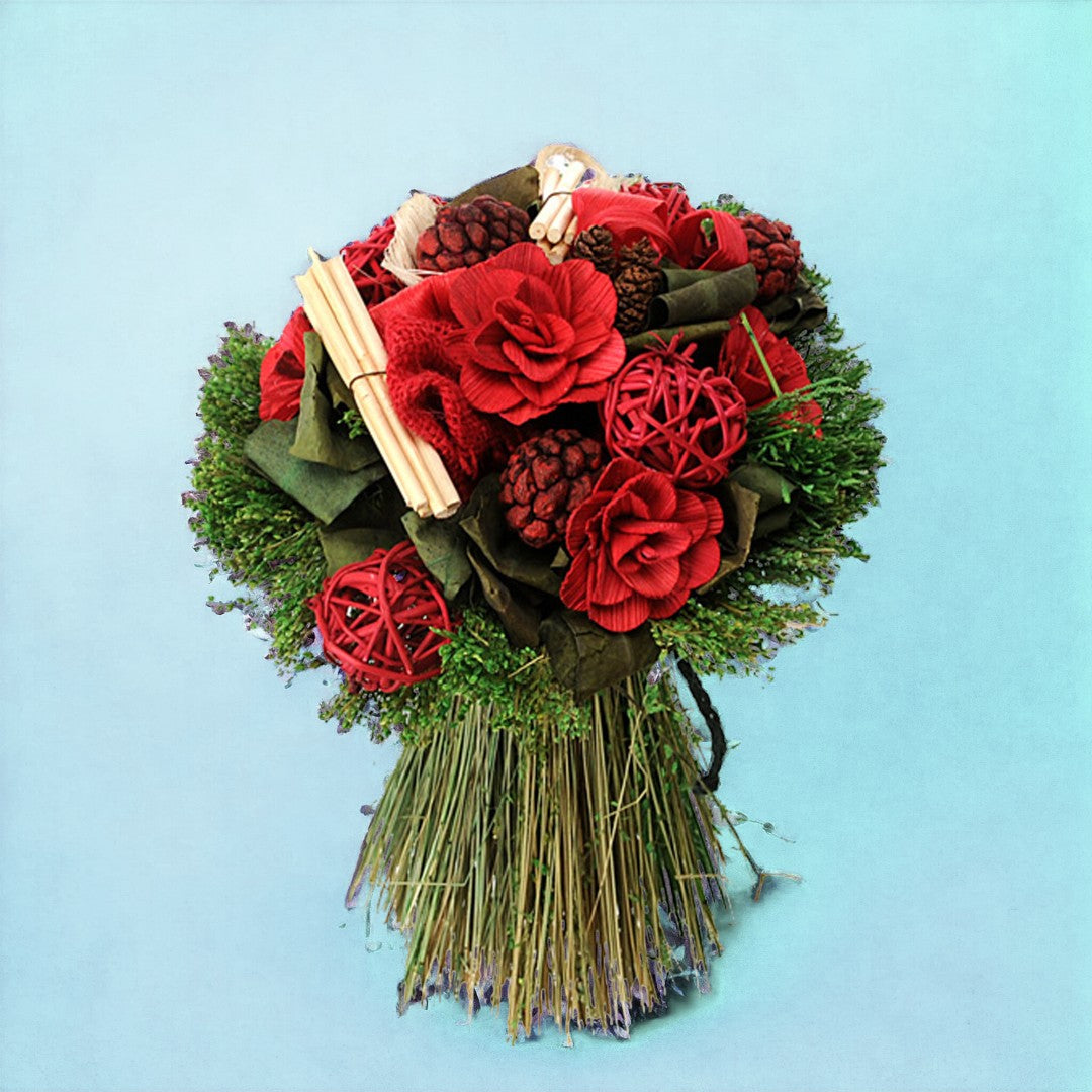 2 Pezzi • Bouquet tropicale fiori legno • 30 cm