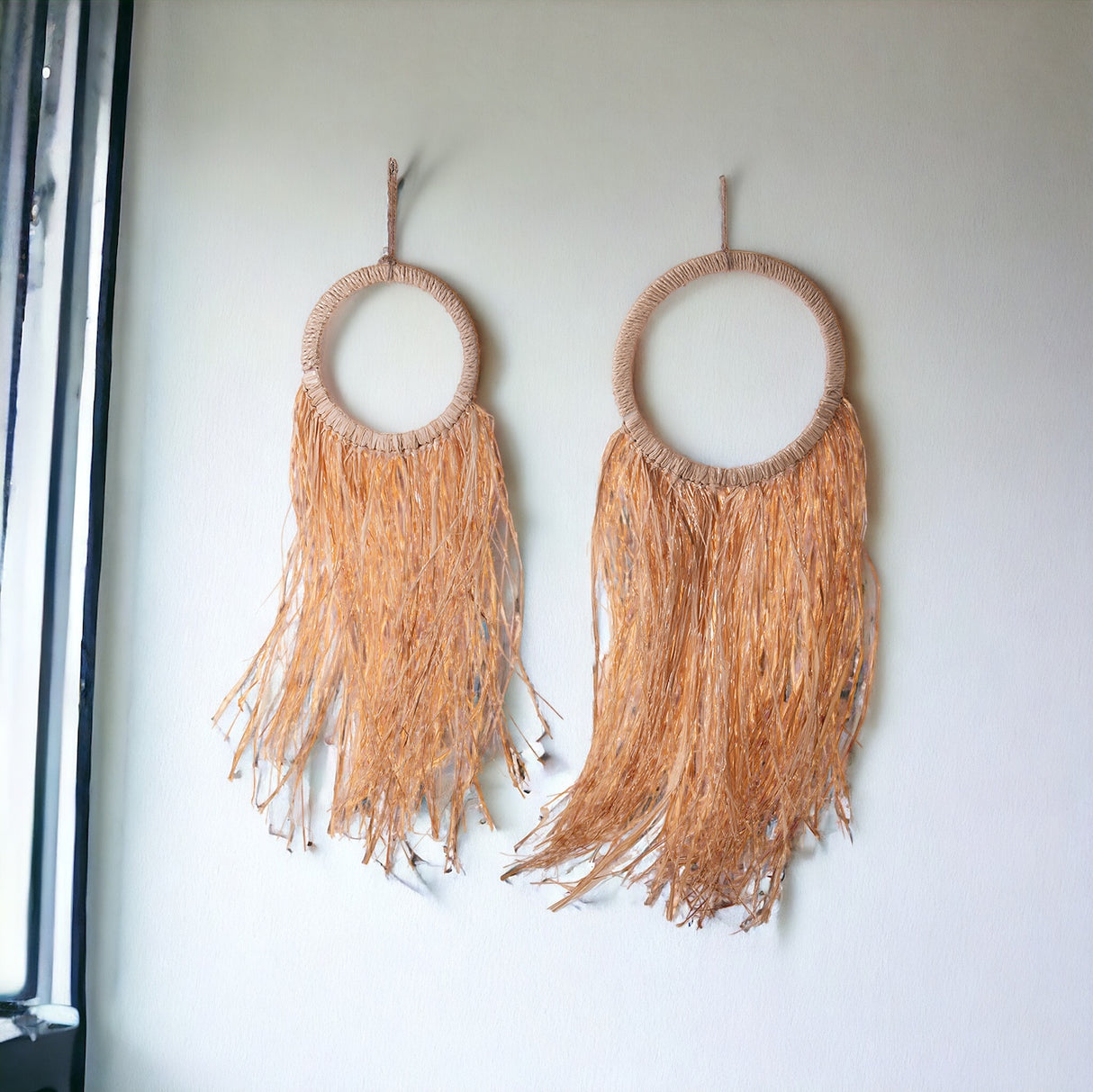 Set di 2 Cerchi con Rafia da Appendere • 88 cm