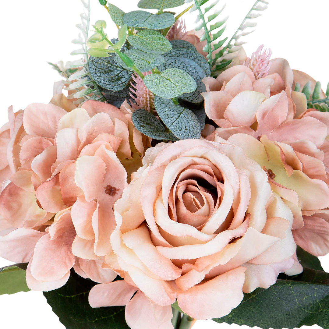 Bouquet artificiale Rose/Ortensie per 9 rami • 32 cm