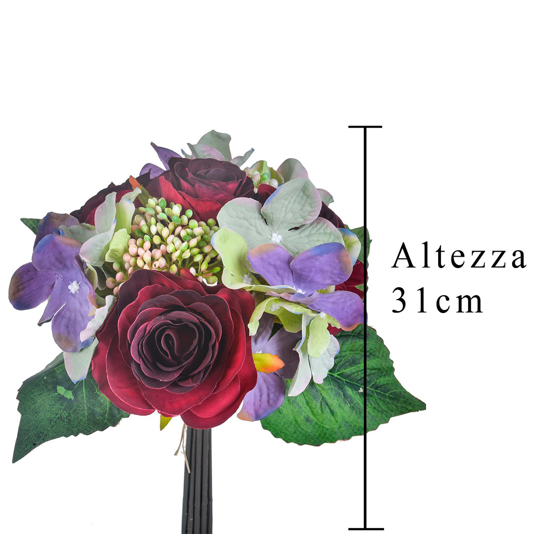 Bouquet artificiale con rose • 31 cm