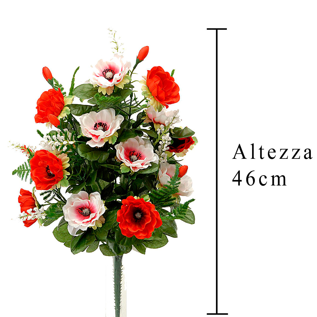 Bouquet artificiale 14 fiori anemone • 45x45 cm