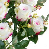 Bouquet artificiale rose boccio e hiperycum per 13 fiori • 53 cm