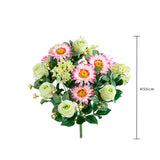 Bouquet artificiale rose e gerbera per 16 fiori • 50 cm