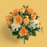 Bouquet artificiale rose e gerbera per 16 fiori • 50 cm
