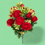 Bouquet artificiale ranuncoli ed orchidea per 18 fiori • 50 cm