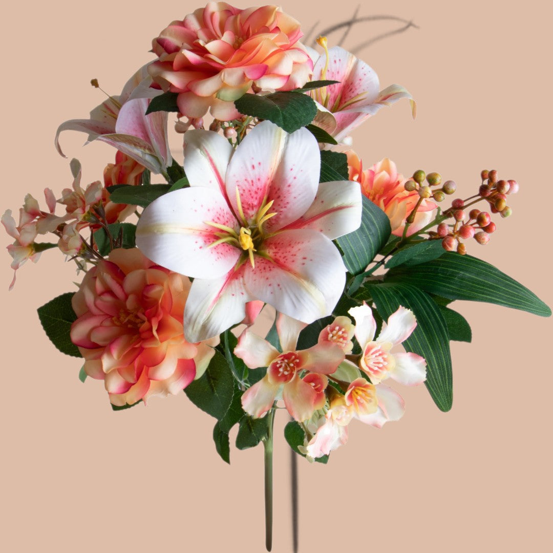 3 Pezzi • Bouquet Lilium per 12 fiori • 48 cm