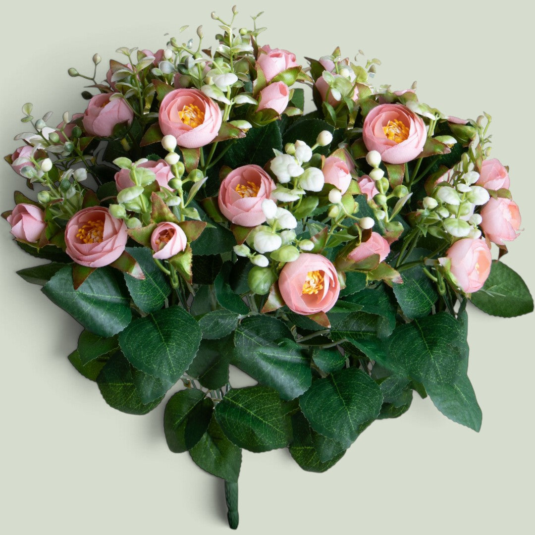 3 Pezzi • Bouquet Ranuncoli per 16 fiori • 43 cm