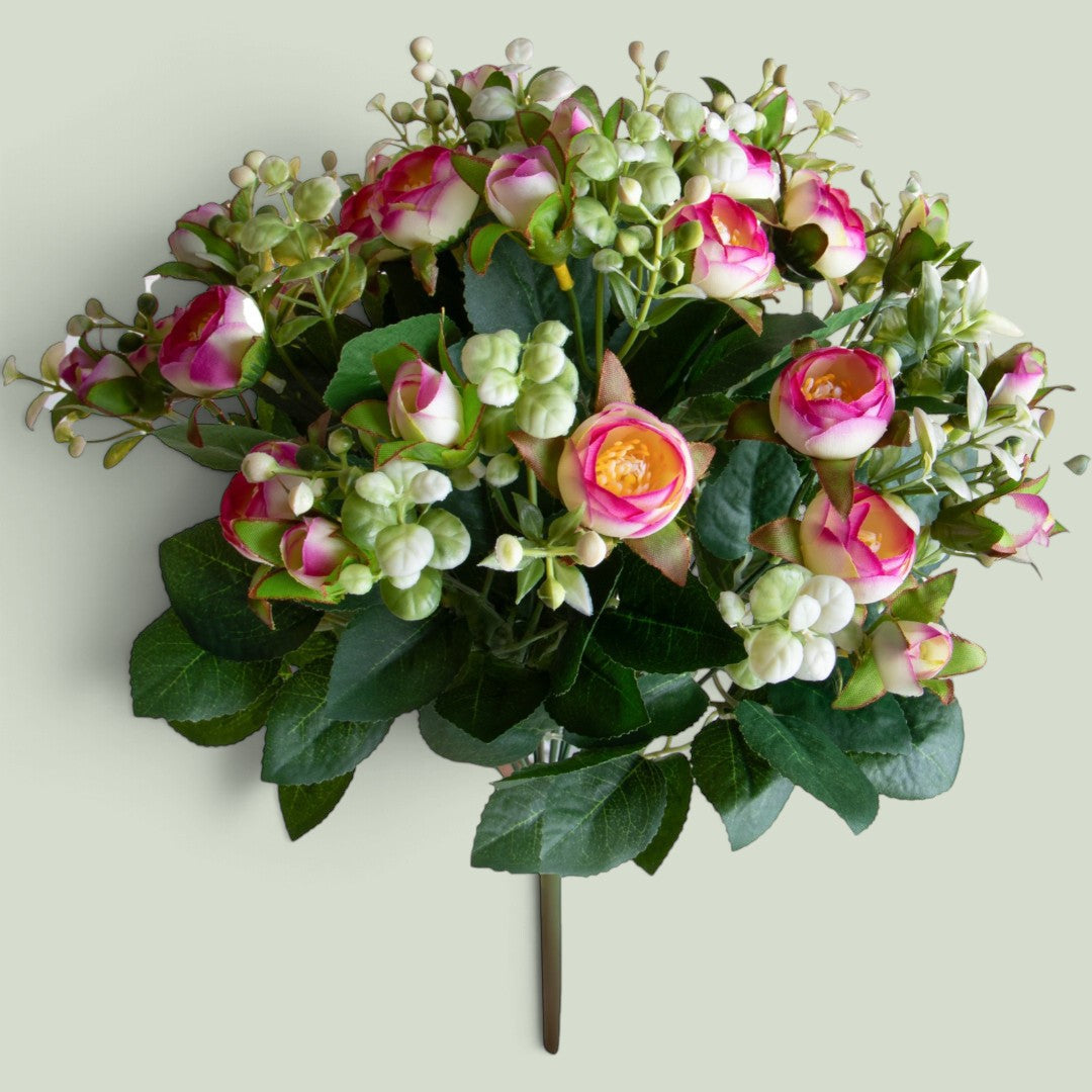 3 Pezzi • Bouquet Ranuncoli per 16 fiori • 43 cm