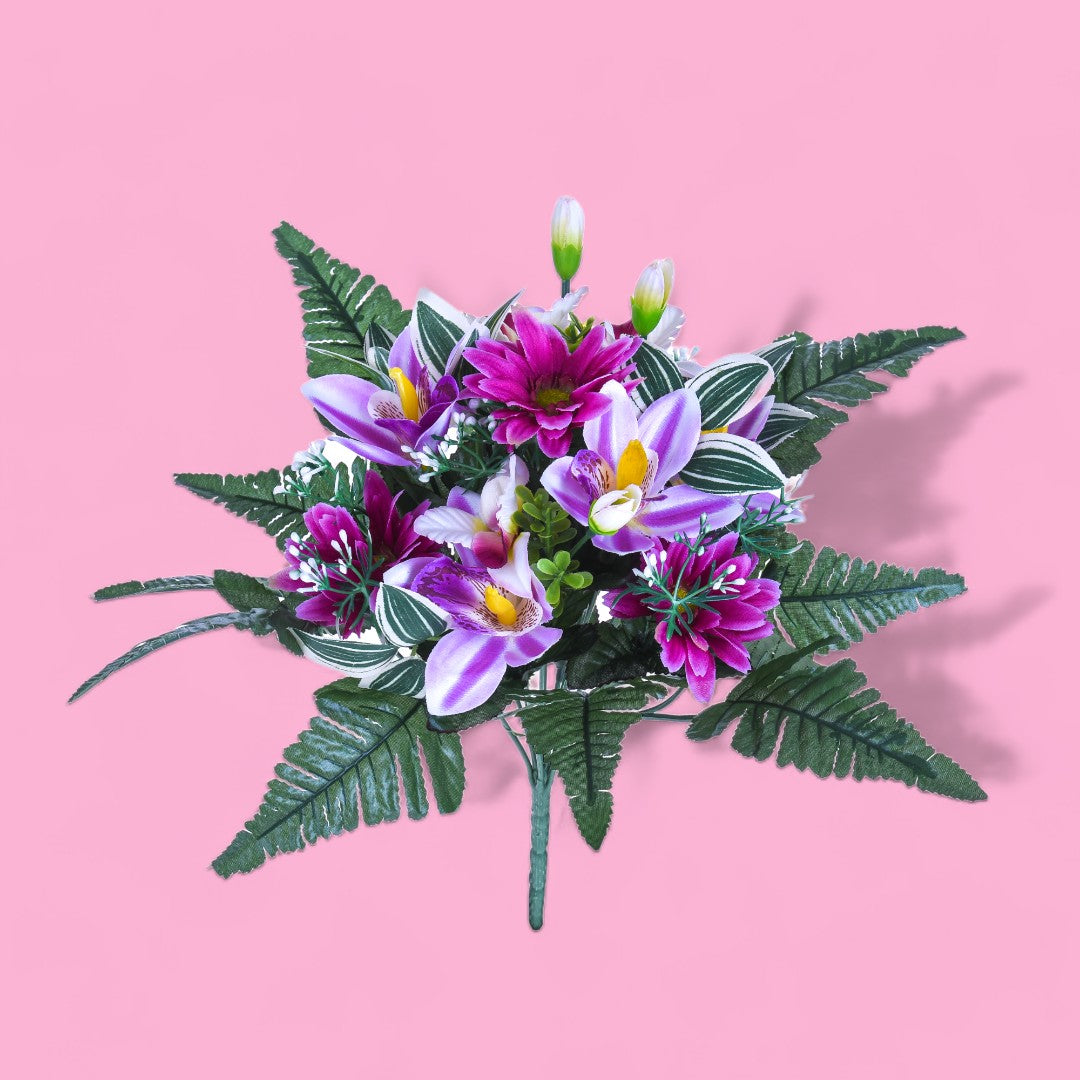 Bouquet artificiale margherite cattleya • 44 cm
