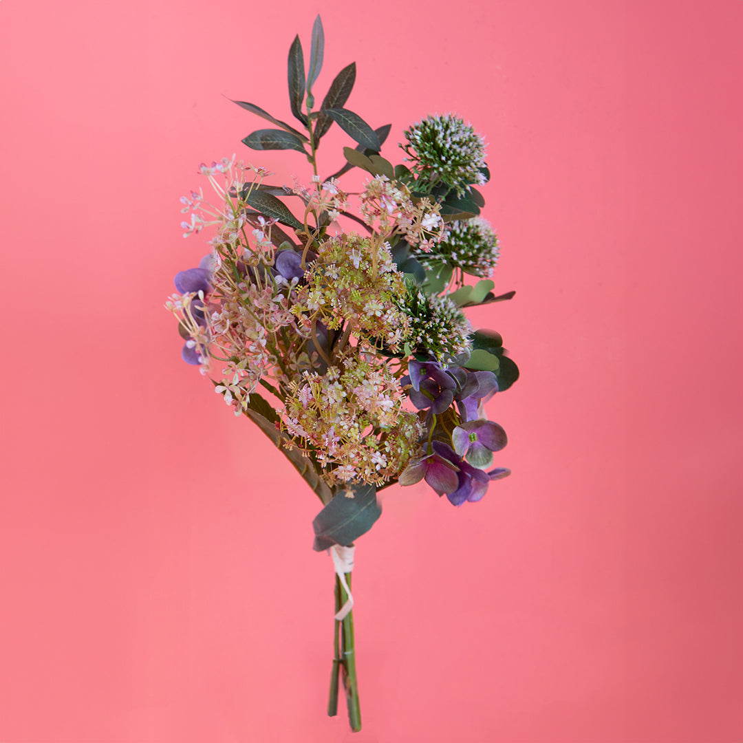 Bouquet artificiale legato con ortensie • 55 cm