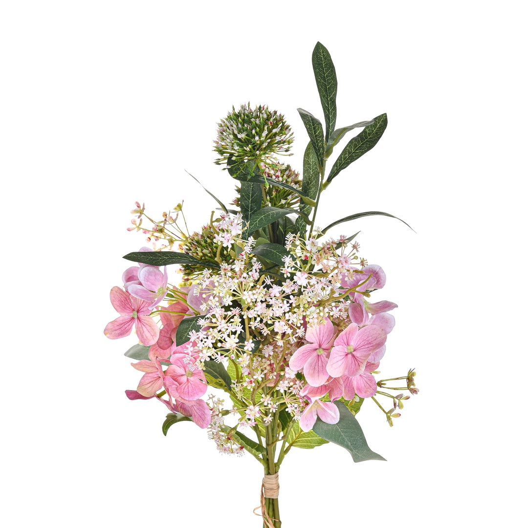 Bouquet artificiale legato con ortensie • 55 cm