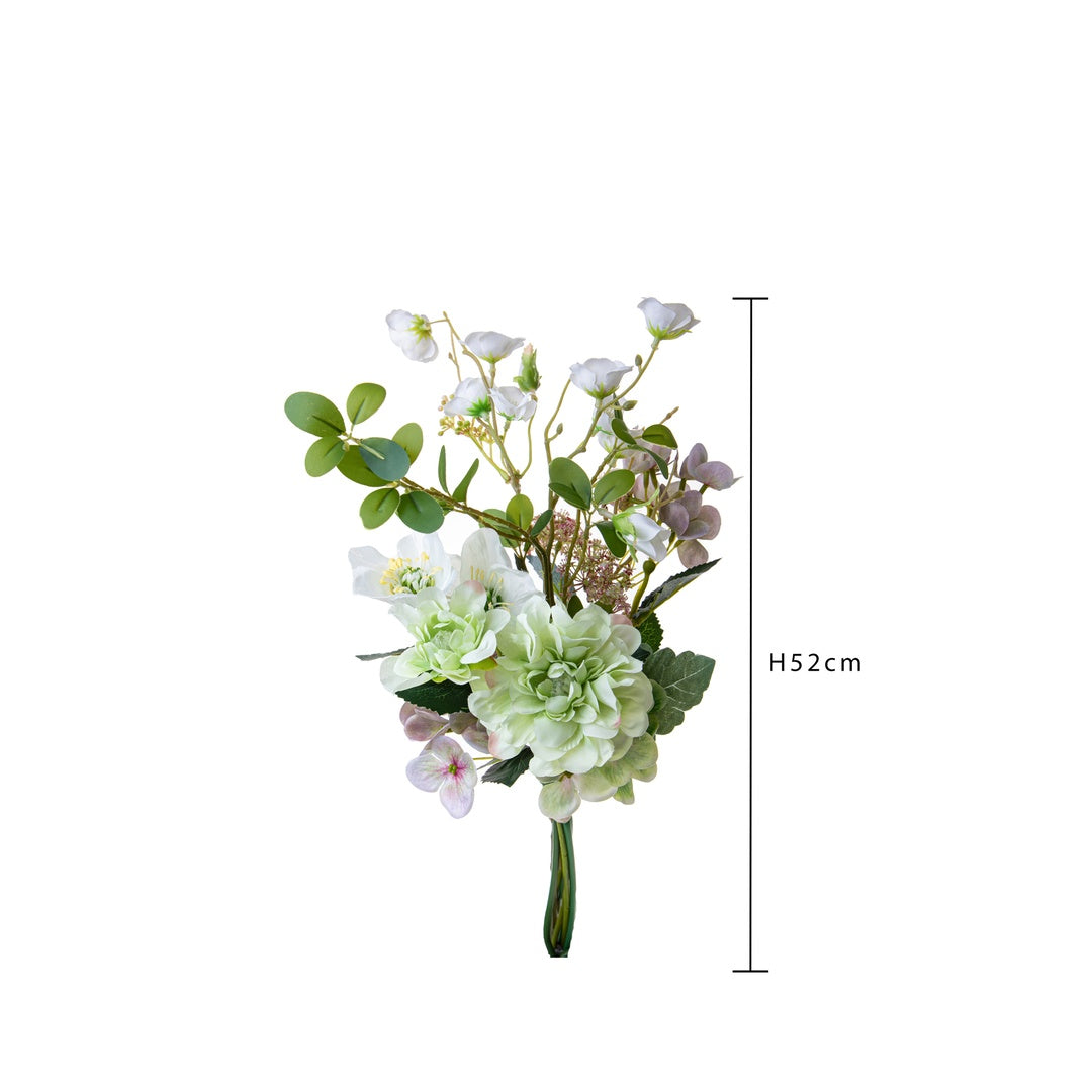 Bouquet artificiale legato con helleborus • 51 cm