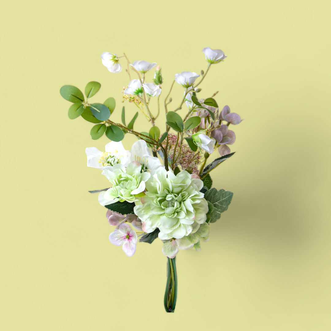 Bouquet artificiale legato con helleborus • 51 cm