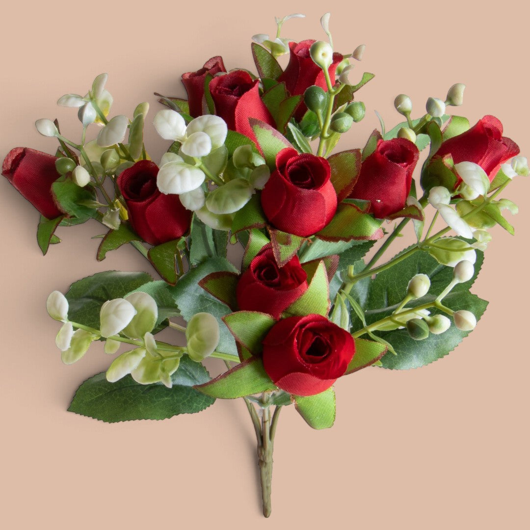 12 Pezzi • Bouquet Mini Rose per 5 fiori • 26 cm