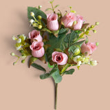 12 Pezzi • Bouquet Mini Rose per 5 fiori • 26 cm