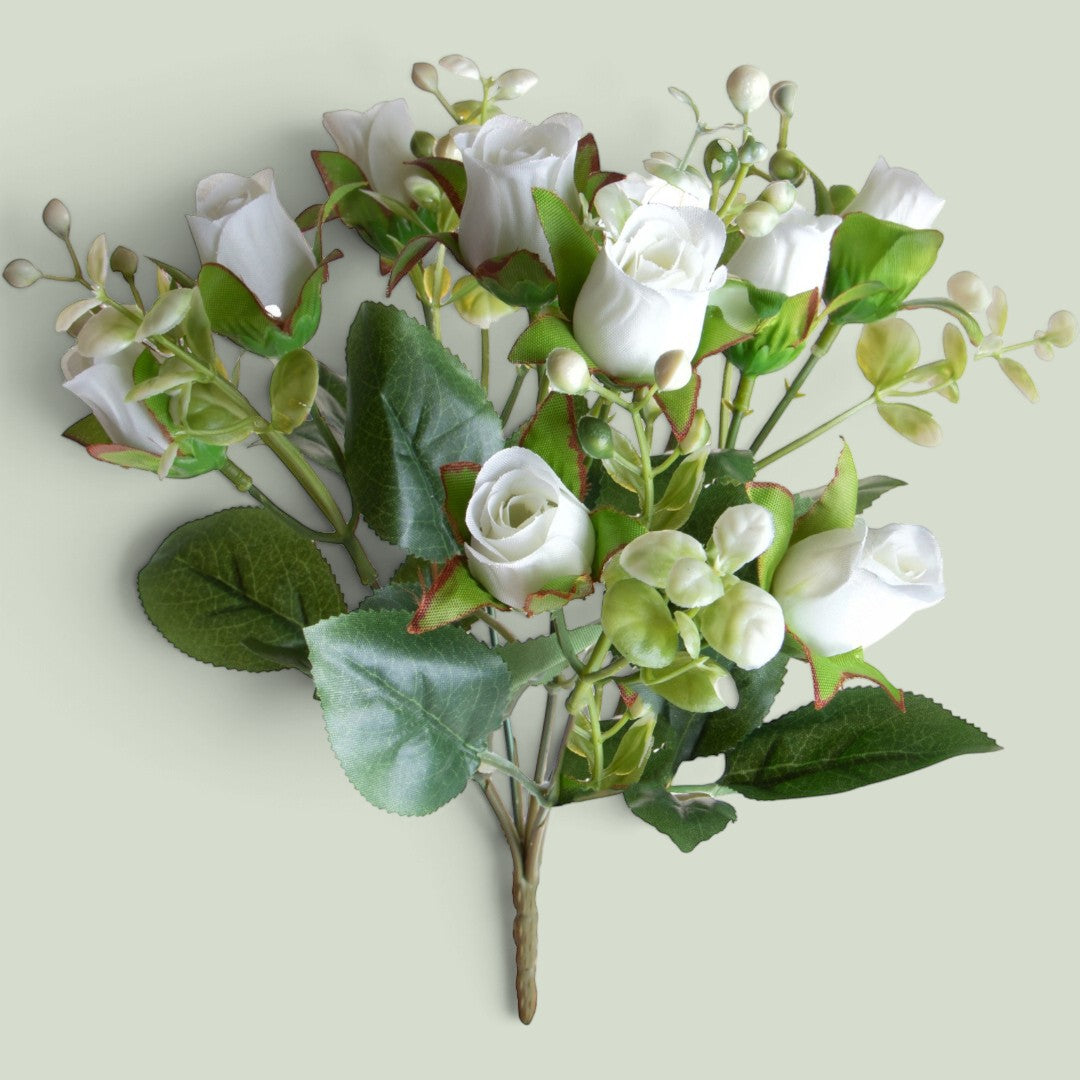 12 Pezzi • Bouquet Mini Rose per 5 fiori • 26 cm