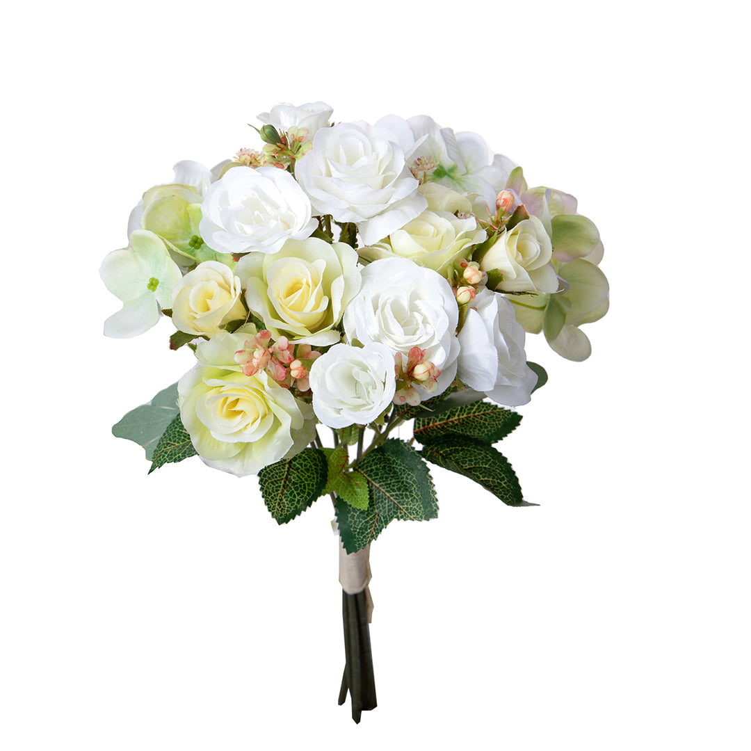 Bouquet artificiale rose e ortensie • 36 cm