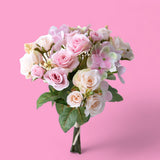 Bouquet artificiale rose e ortensie • 36 cm