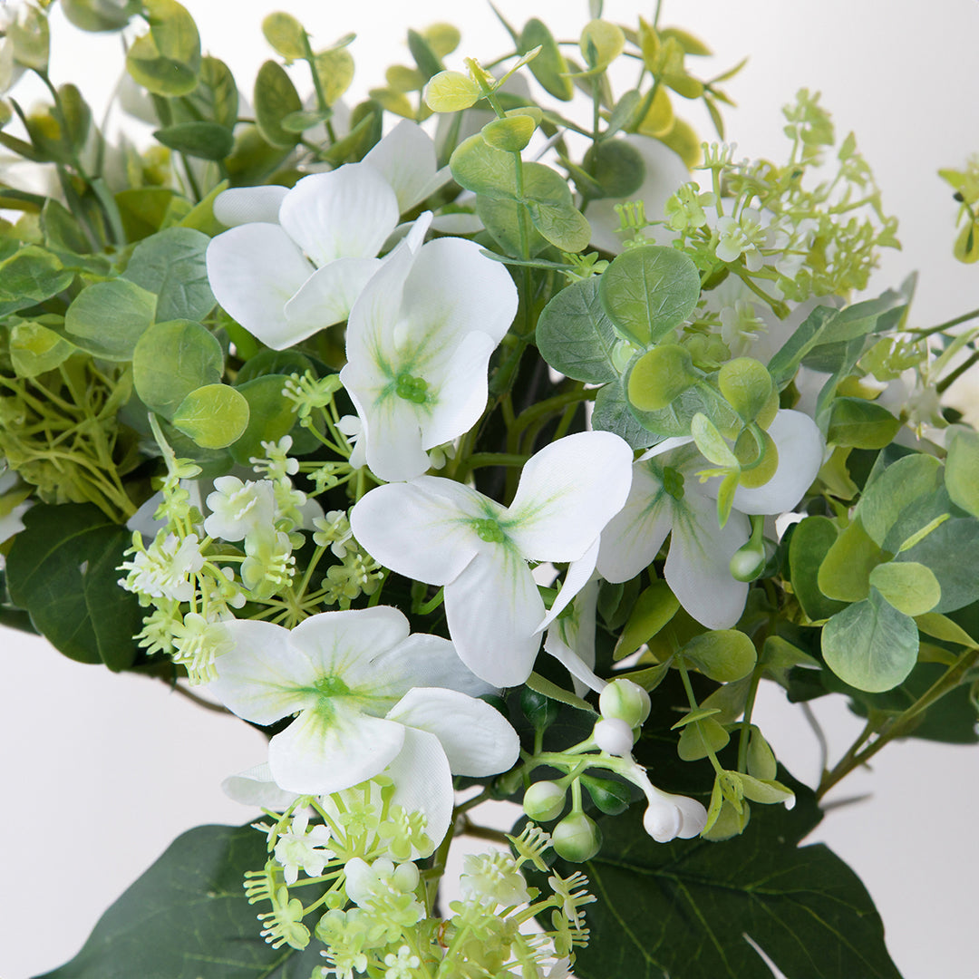 Bouquet artificiale eucalipto e ortensie • 34 cm