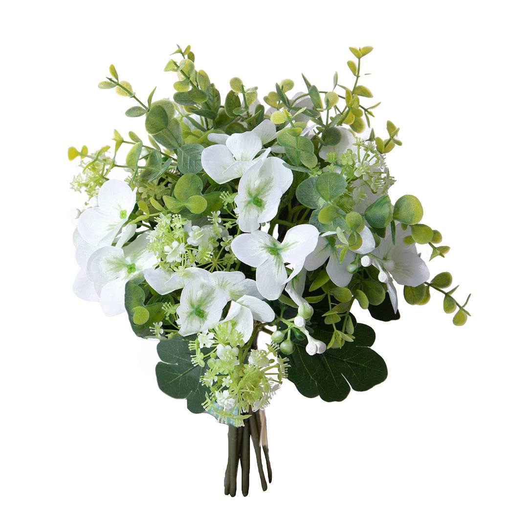 Bouquet artificiale eucalipto e ortensie • 34 cm