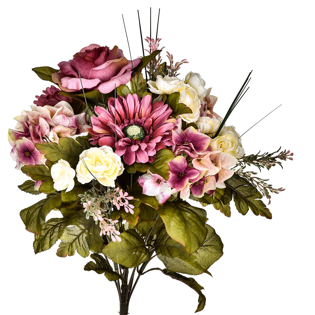 Bouquet artificiale di ortensie con rose • 33,5 cm