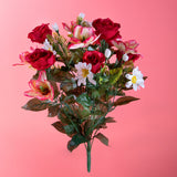 Bouquet artificiale rose e magnolia per 18 fiori • 60 cm