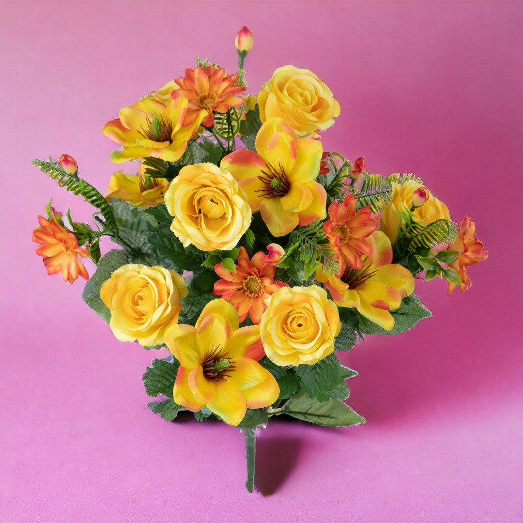 Bouquet artificiale rose e magnolia per 18 fiori • 60 cm