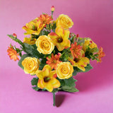 Bouquet artificiale rose e magnolia per 18 fiori • 60 cm