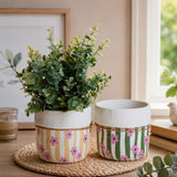 Set 2 Cachepot con Fiori • 12,5 cm