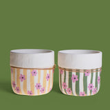 Set 2 Cachepot con Fiori • 12,5 cm