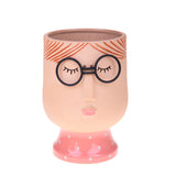 Vaso testa donna occhiali • 21 cm