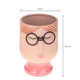 Vaso testa donna occhiali • 21 cm