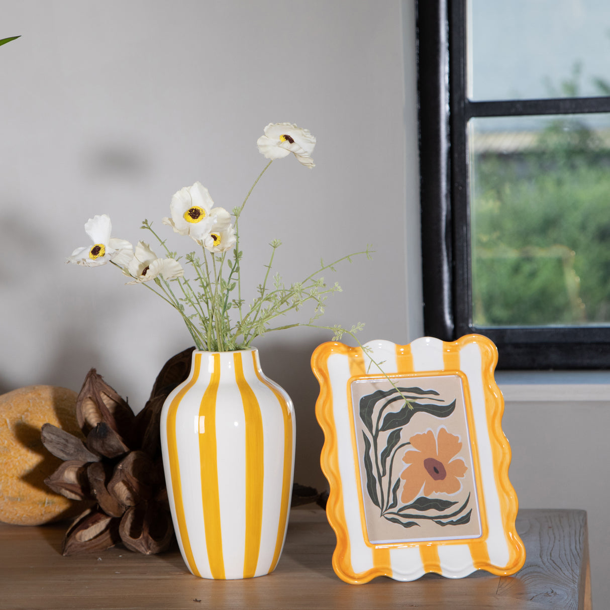 3 Pezzi • Vaso righe • 21 cm