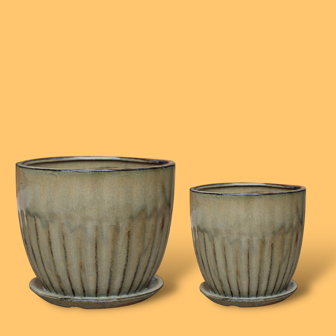 Vaso ceramica Set di 2 Vasi Rigati • 29 cm