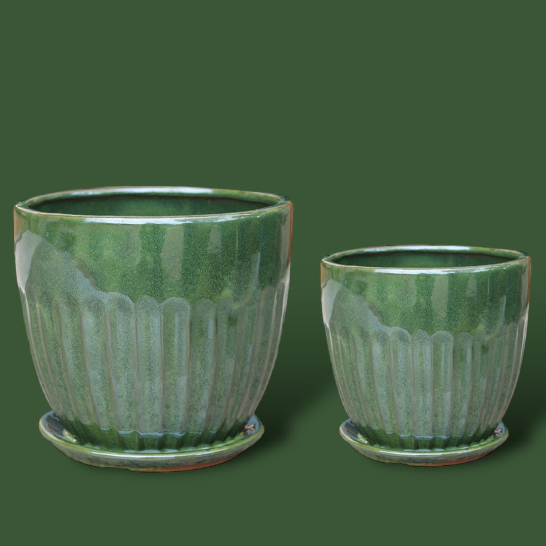 Vaso ceramica Set di 2 Vasi Rigati • D26 • D19 cm