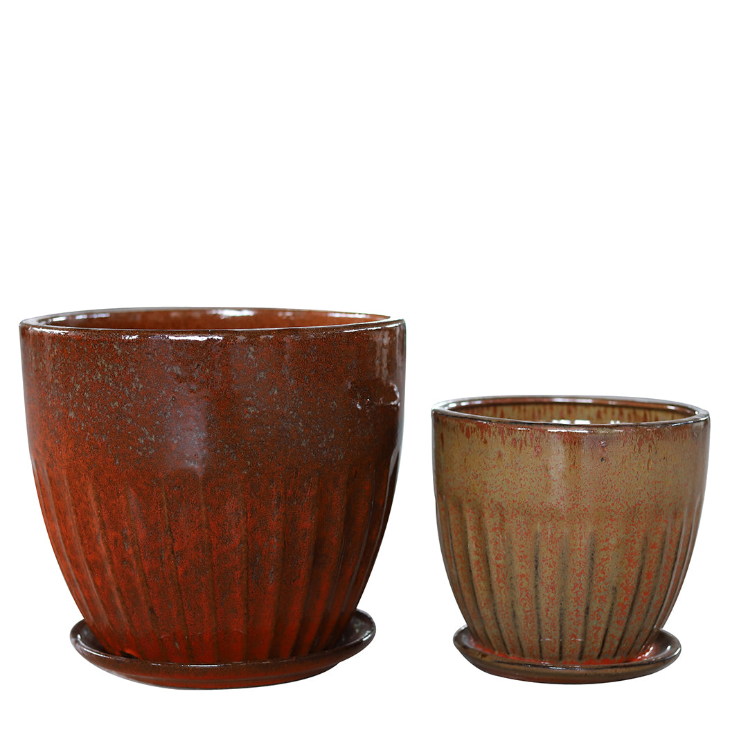 Vaso ceramica Set di 2 Vasi Rigati • 29 cm