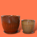 Vaso ceramica Set di 2 Vasi Rigati • 29 cm