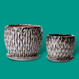 Vaso ceramica Set di 2 cachepot damascato • 16,5 cm