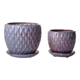 Vaso ceramica Set di 2 cachepot damascato • 16,5 cm