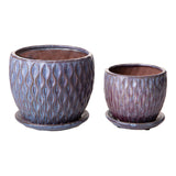 Vaso ceramica Set di 2 cachepot damascato • 16,5 cm