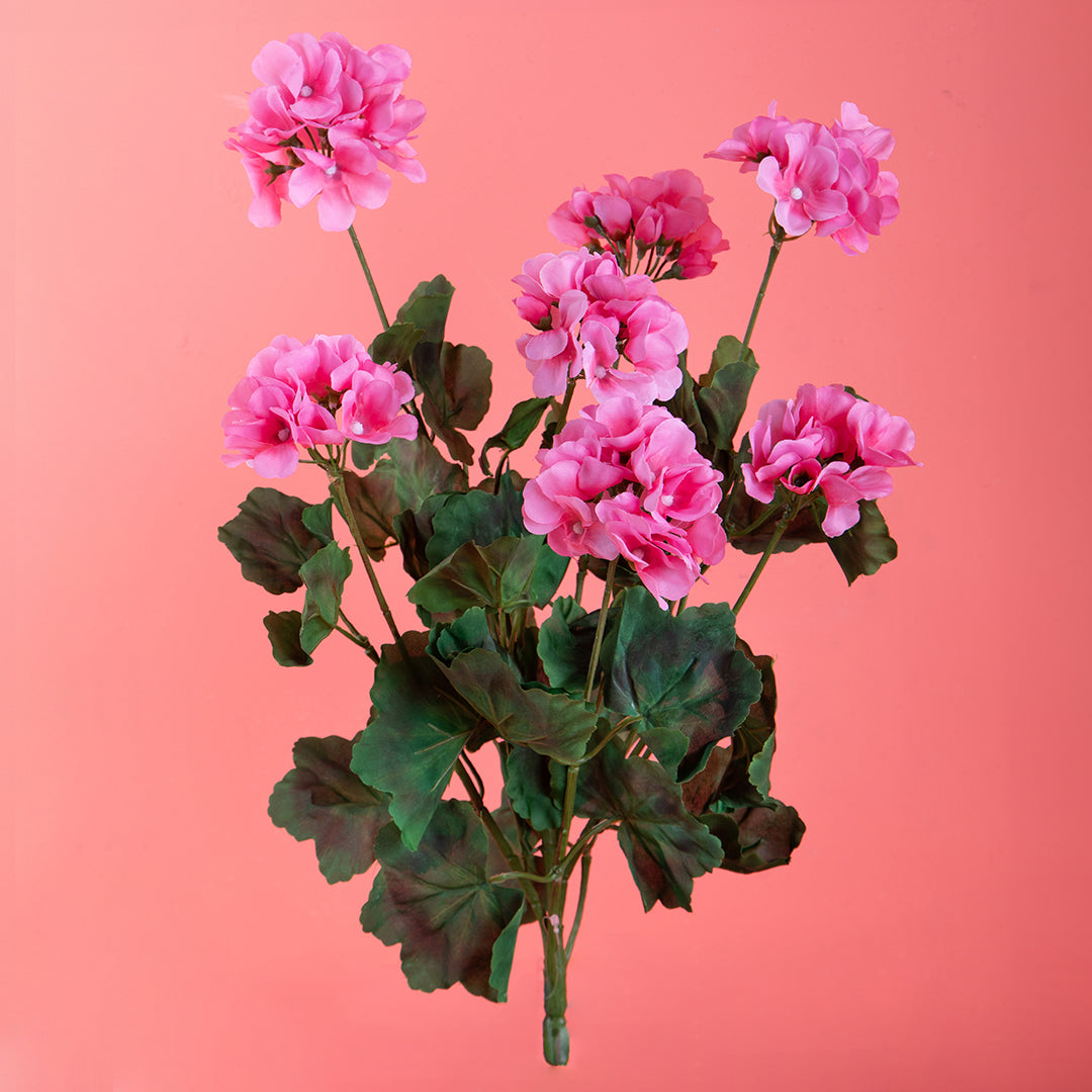 2 Pezzi • Cespuglio fiori artificiali di geranio • 53 cm