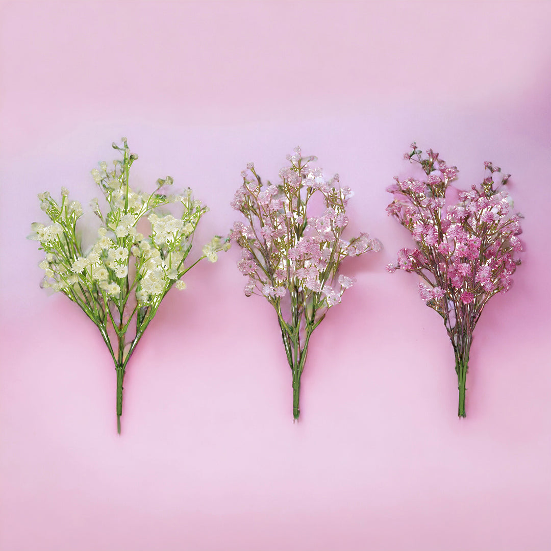 3 Pezzi • Cespuglio di mini gypsophila artificiale • 34 cm