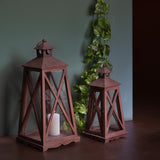 Set due lanterne in metallo e vetro • 66 cm