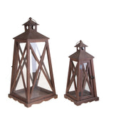 Set due lanterne in metallo e vetro • 66 cm