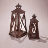 Set due lanterne in metallo e vetro • 66 cm