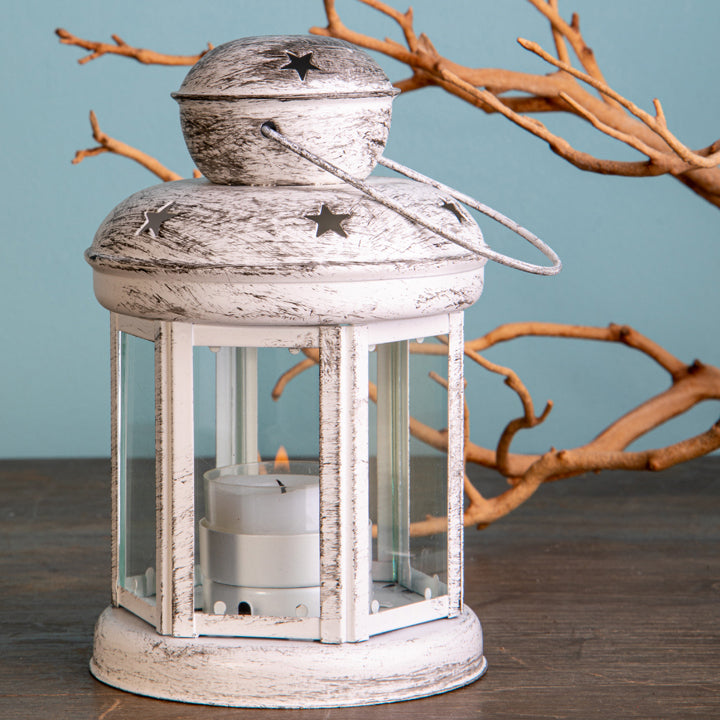 2 Pezzi • Lanterna rotonda con stelle • 10 cm