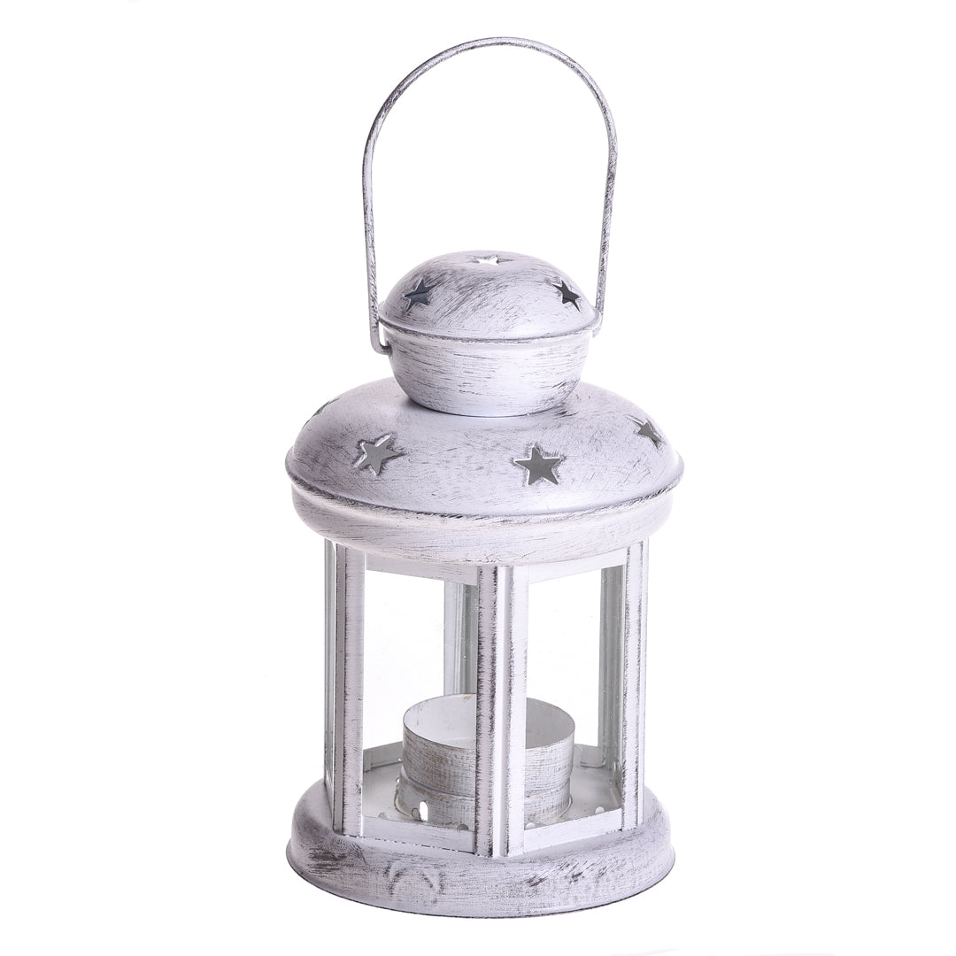 2 Pezzi • Lanterna rotonda con stelle • 10 cm