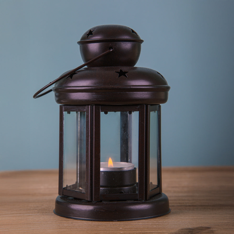 2 Pezzi • Lanterna rotonda con stelle • 10 cm