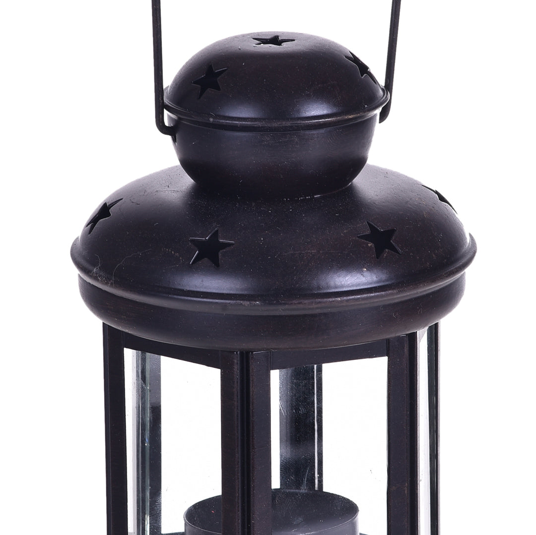 2 Pezzi • Lanterna rotonda con stelle • 10 cm