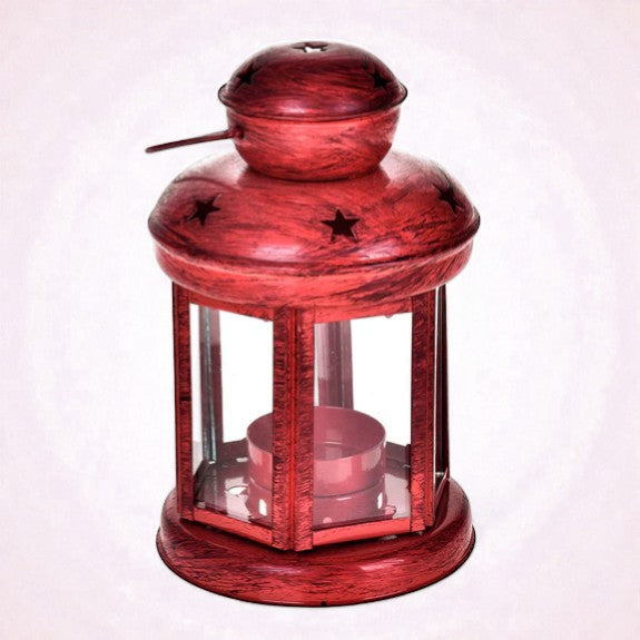 2 Pezzi • Lanterna rotonda con stelle • 10 cm